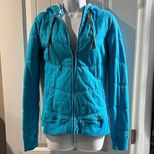 Roxy Turquoise and White Patterned Hoodie Trim